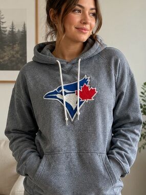 Toronto Blue Jays Grey Pullover Hoodie with Embroidered Logo